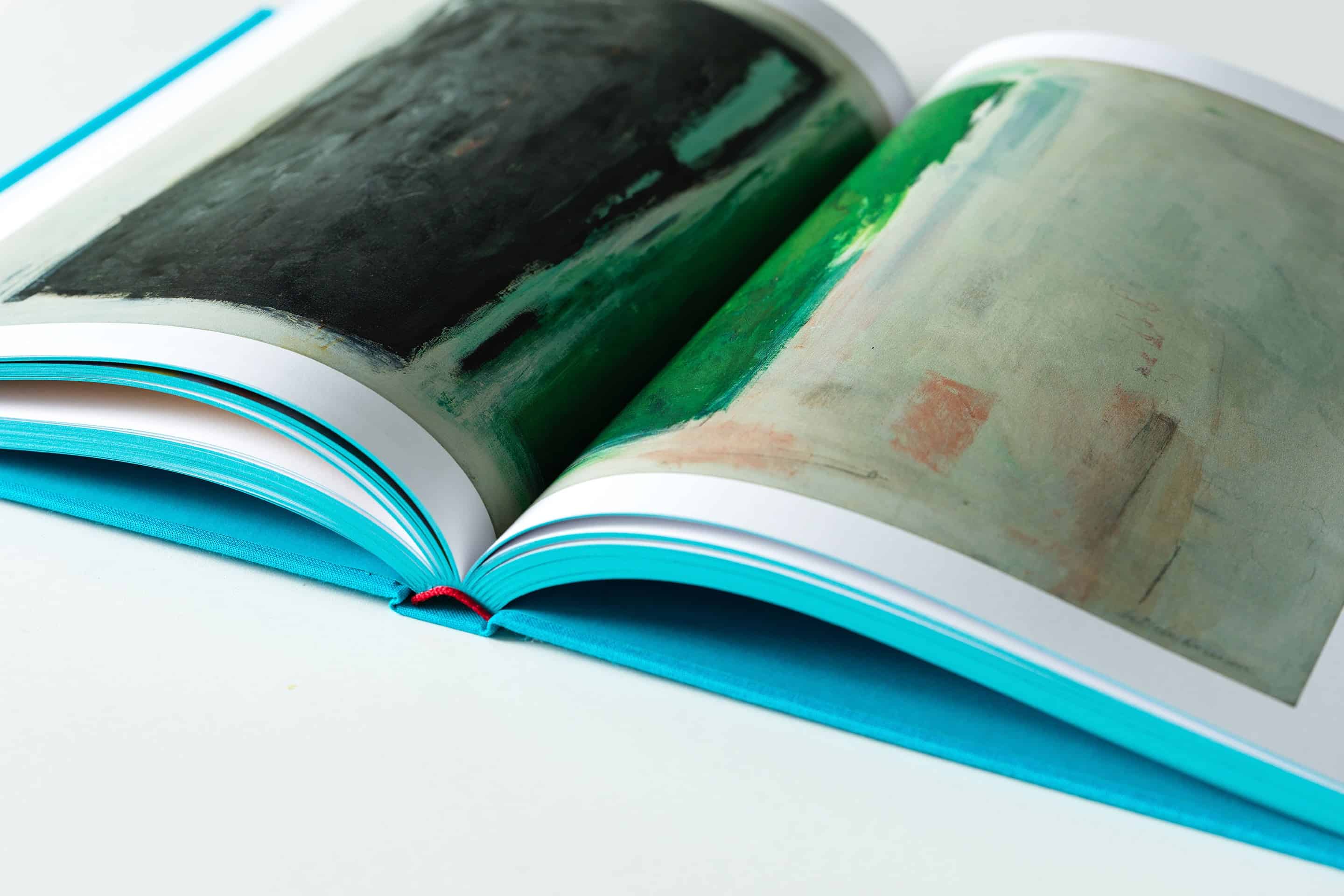 opengevouwen blauw boek